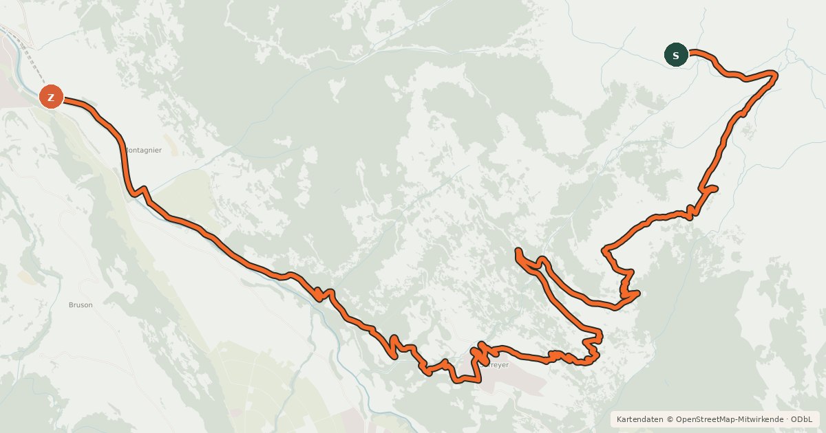 Kartenübersicht der Radroute Enduro La Chaux - Schlérondes - Le Châble