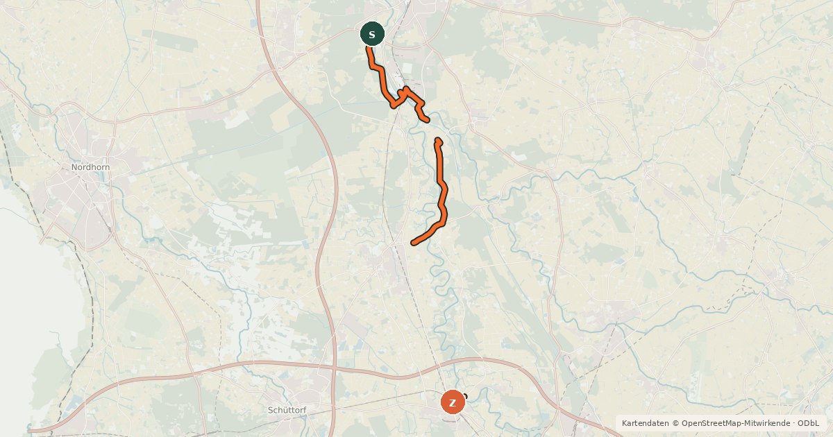 Kartenübersicht der Radroute EnergieParcours Südliches Emsland