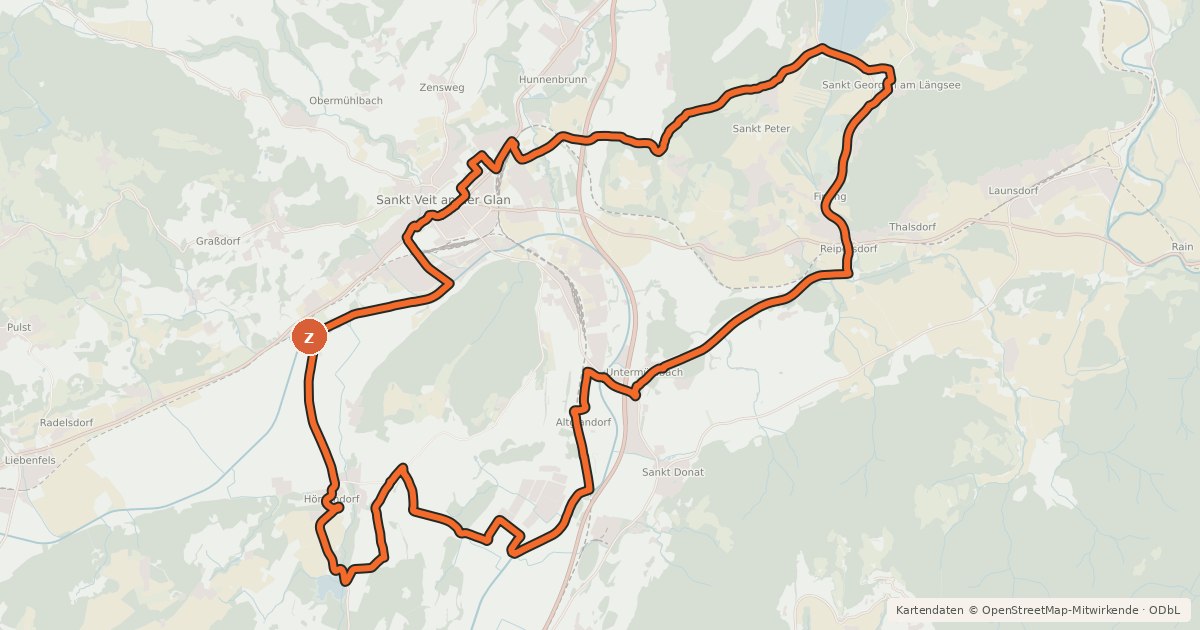 Kartenübersicht der Radroute Energietour