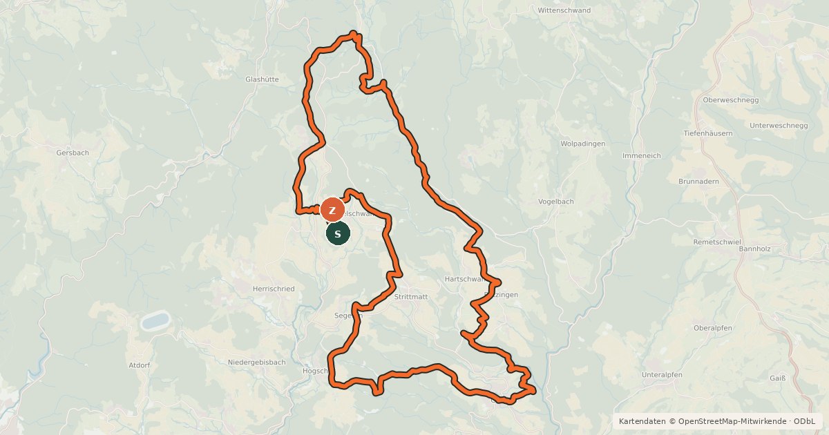 Kartenübersicht der Radroute enjoy&bike Görwihl