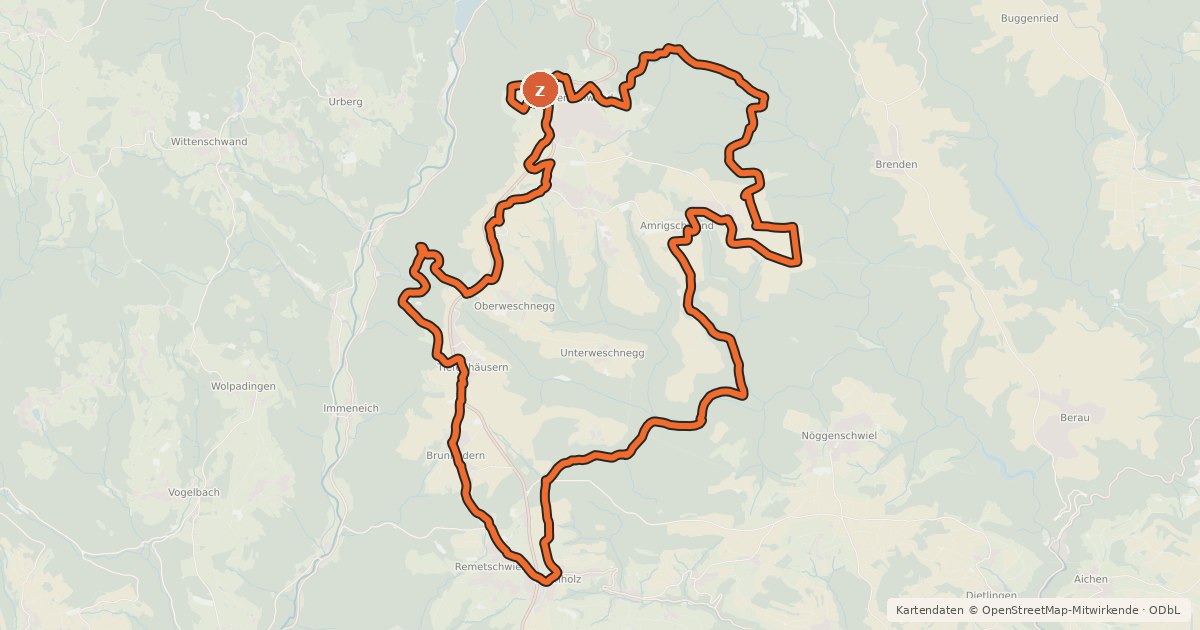 Kartenübersicht der Radroute enjoy&bike Höchenschwand