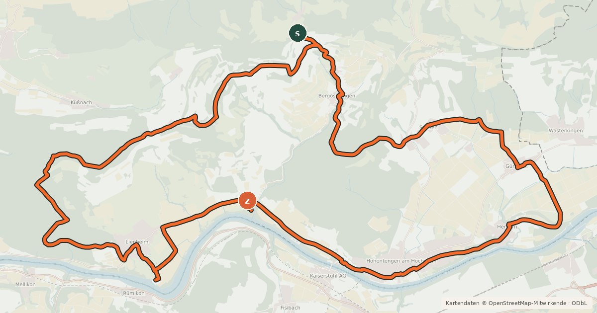 Kartenübersicht der Radroute enjoy&bike Hohentengen
