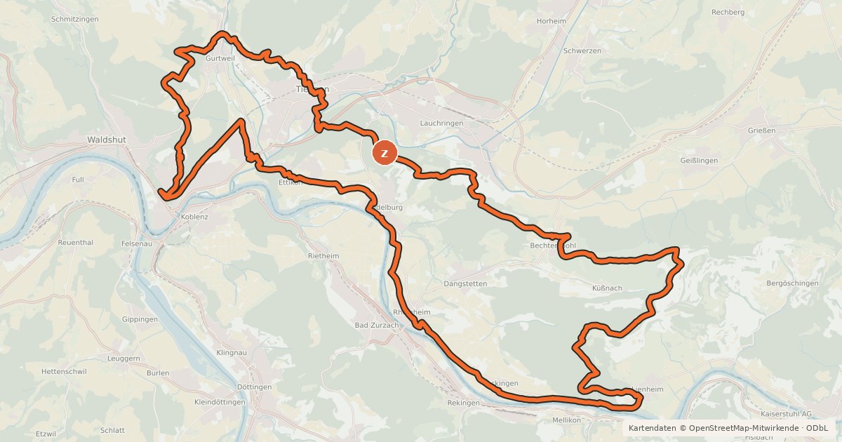 Kartenübersicht der Radroute enjoy&bike Küssaberg