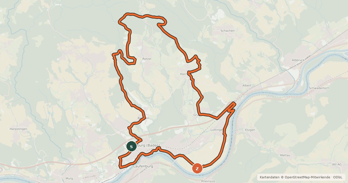 Kartenübersicht der Radroute enjoy&bike Laufenburg