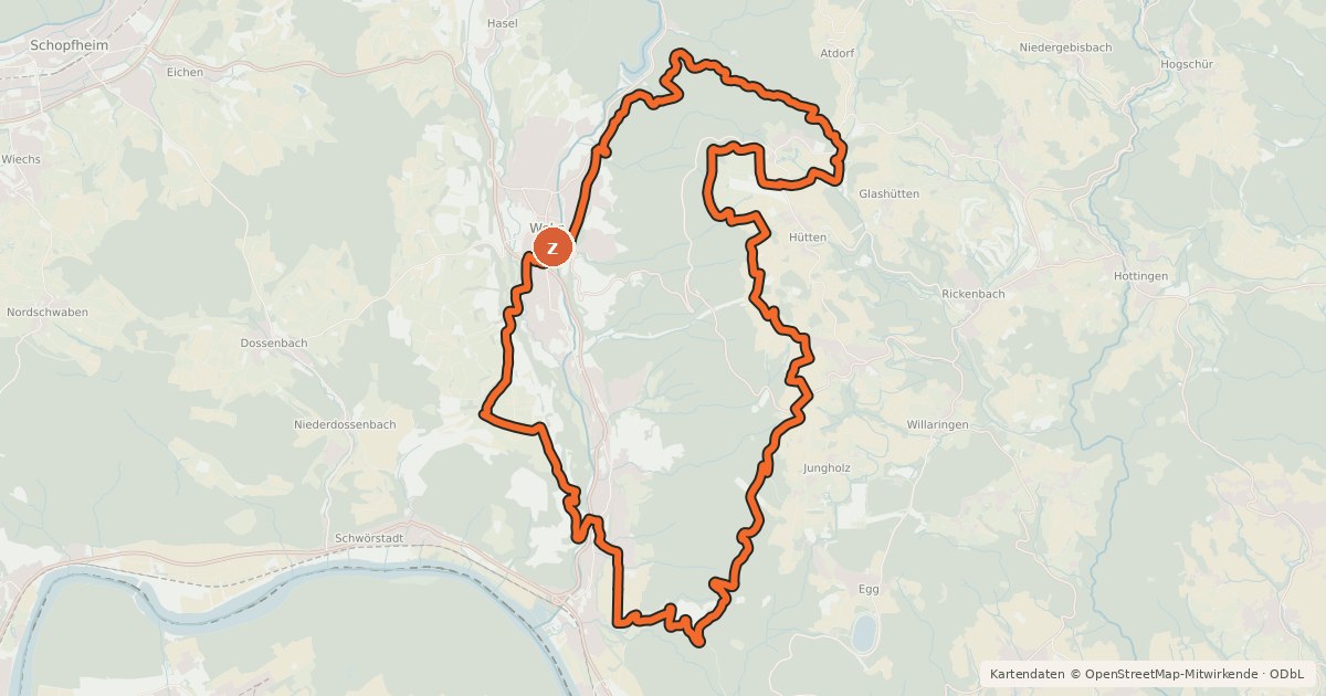 Kartenübersicht der Radroute enjoy&bike Wehr