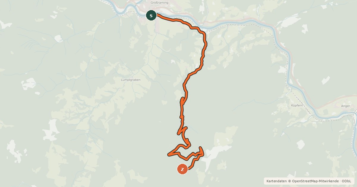Kartenübersicht der Radroute Ennser Hütte MTB