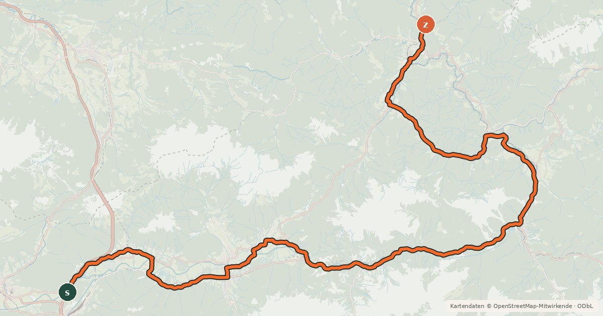 Kartenübersicht der Radroute Ennsradweg (Steiermark Abs. Ost)