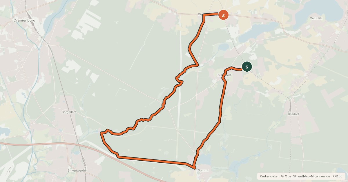 Kartenübersicht der Radroute Entlang der Heidekrautbahn Route 7