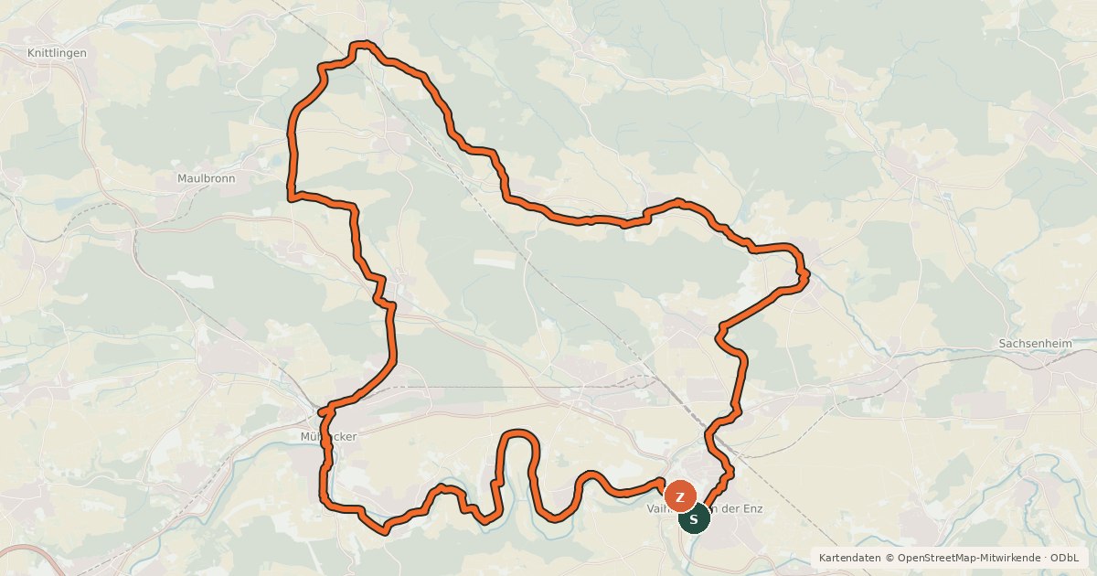 Kartenübersicht der Radroute Enz-Metter-Tour
