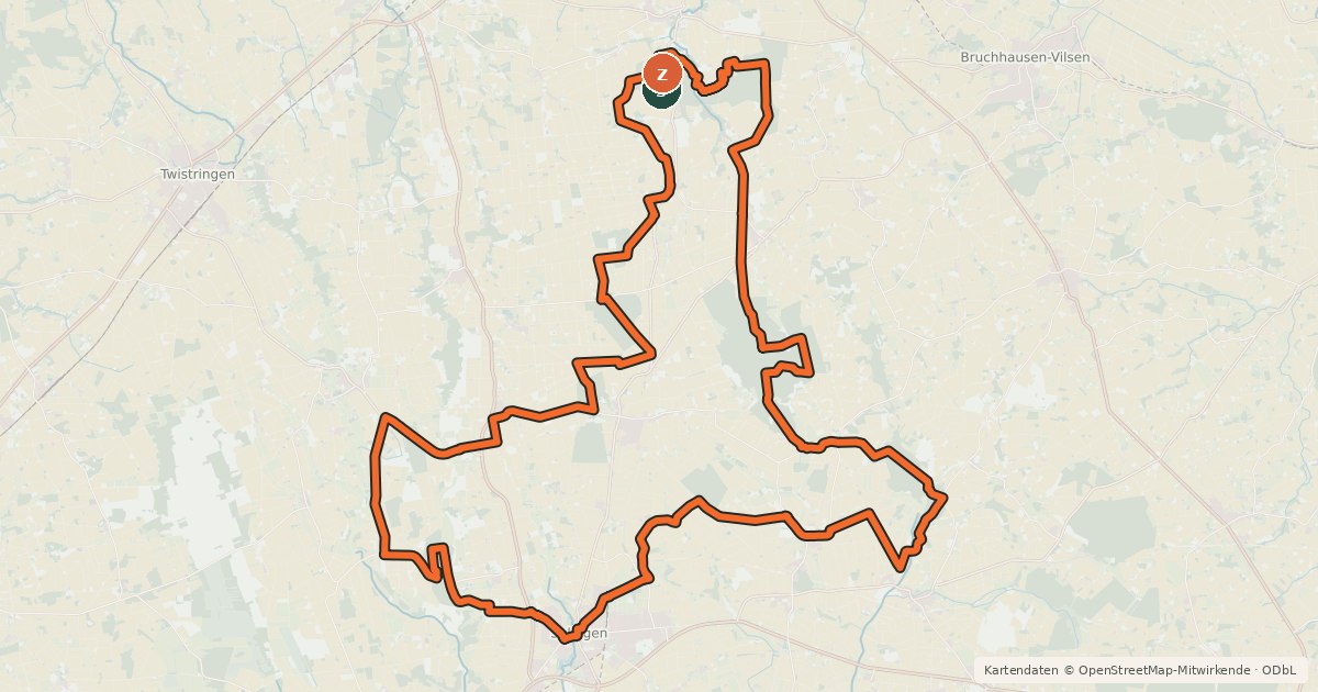 Kartenübersicht der Radroute Erdmann Radweg
