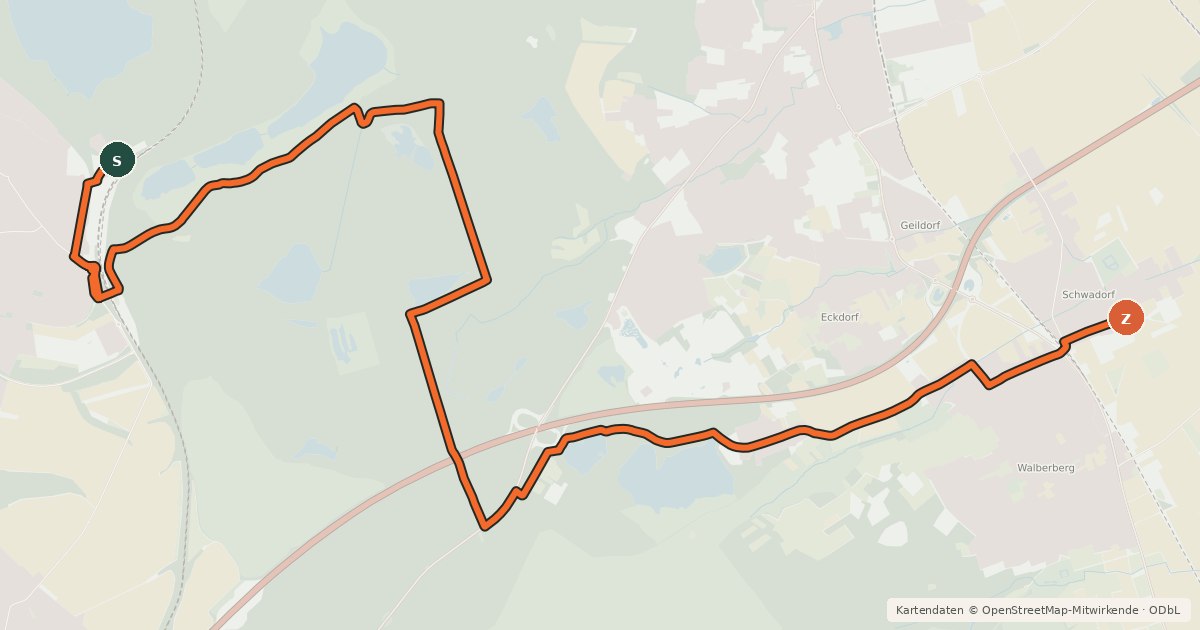 Kartenübersicht der Radroute Erftstadt (69) - Brühl (73)