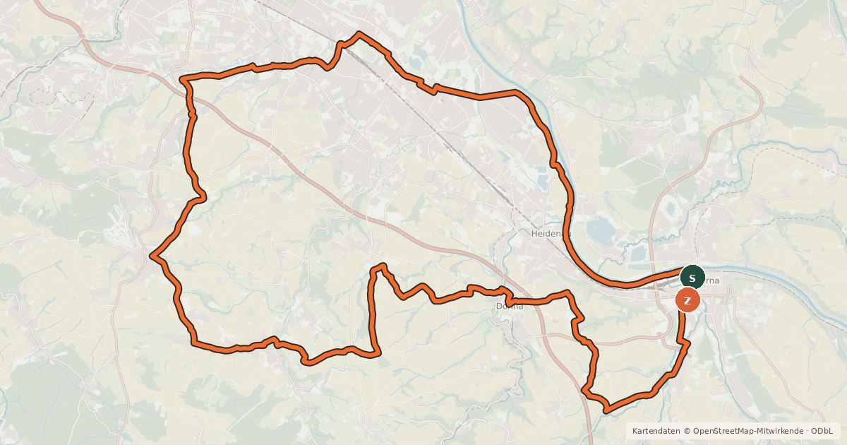 Kartenübersicht der Radroute Erlebnisregion Dresden Route 4