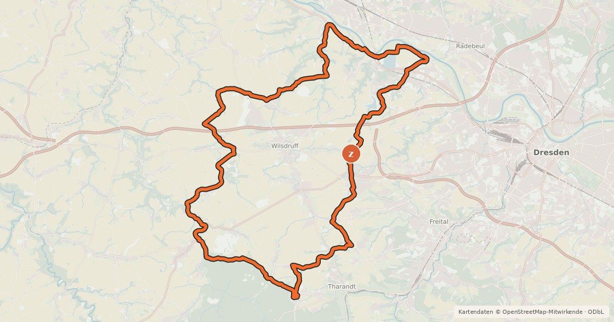 Kartenübersicht der Radroute Erlebnisregion Dresden Route 7