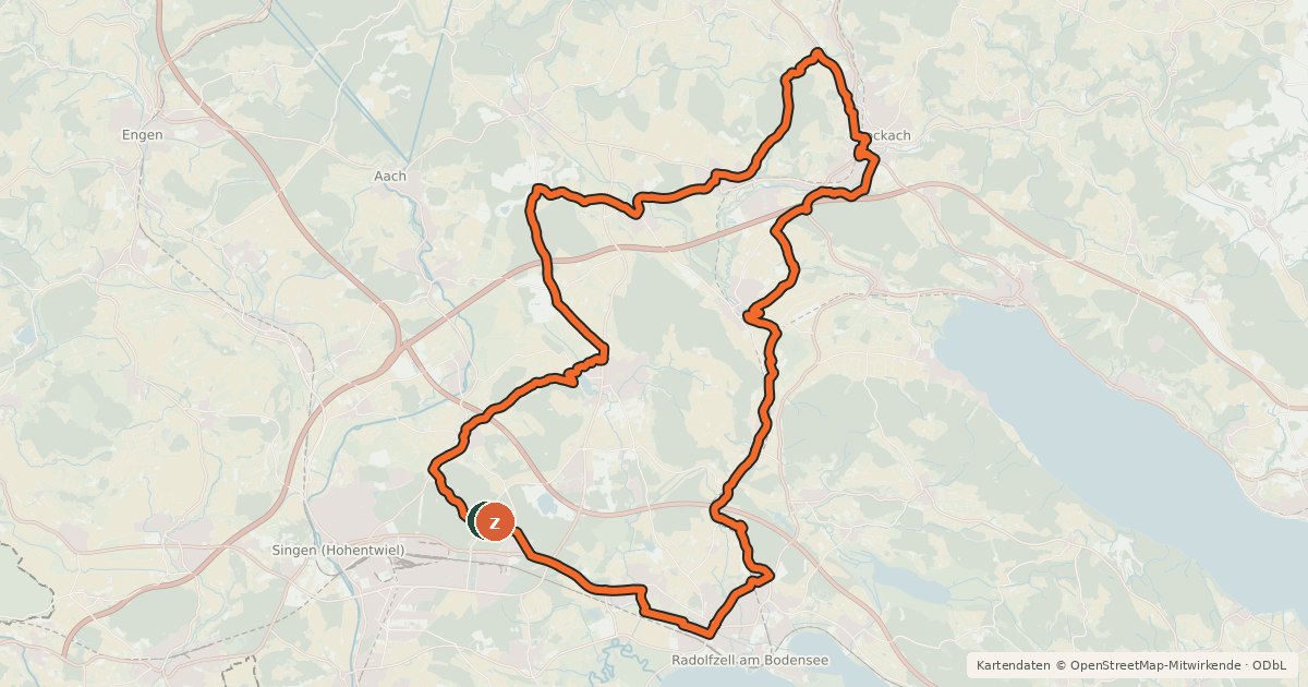 Kartenübersicht der Radroute Erlebnisroute 10