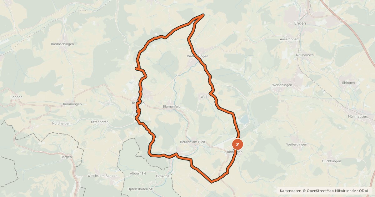 Kartenübersicht der Radroute Erlebnisroute 8
