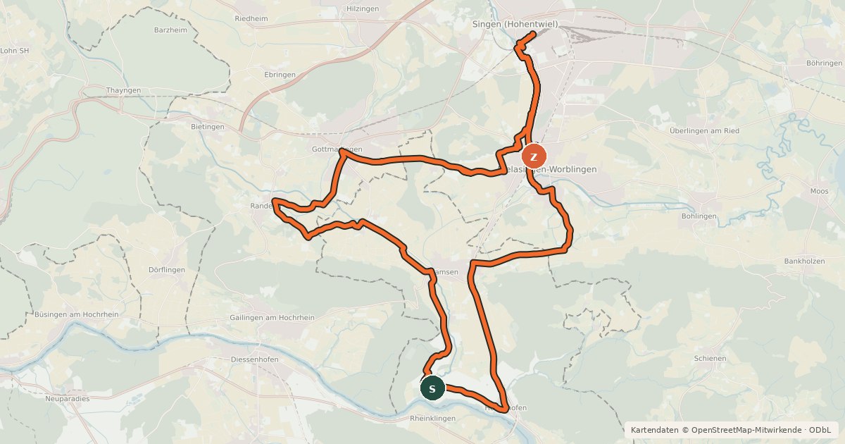 Kartenübersicht der Radroute Erlebnistour 12