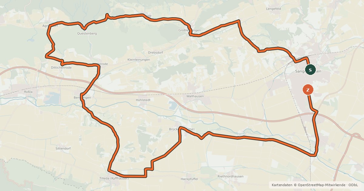 Kartenübersicht der Radroute Erlebnistour Karstlandschaft