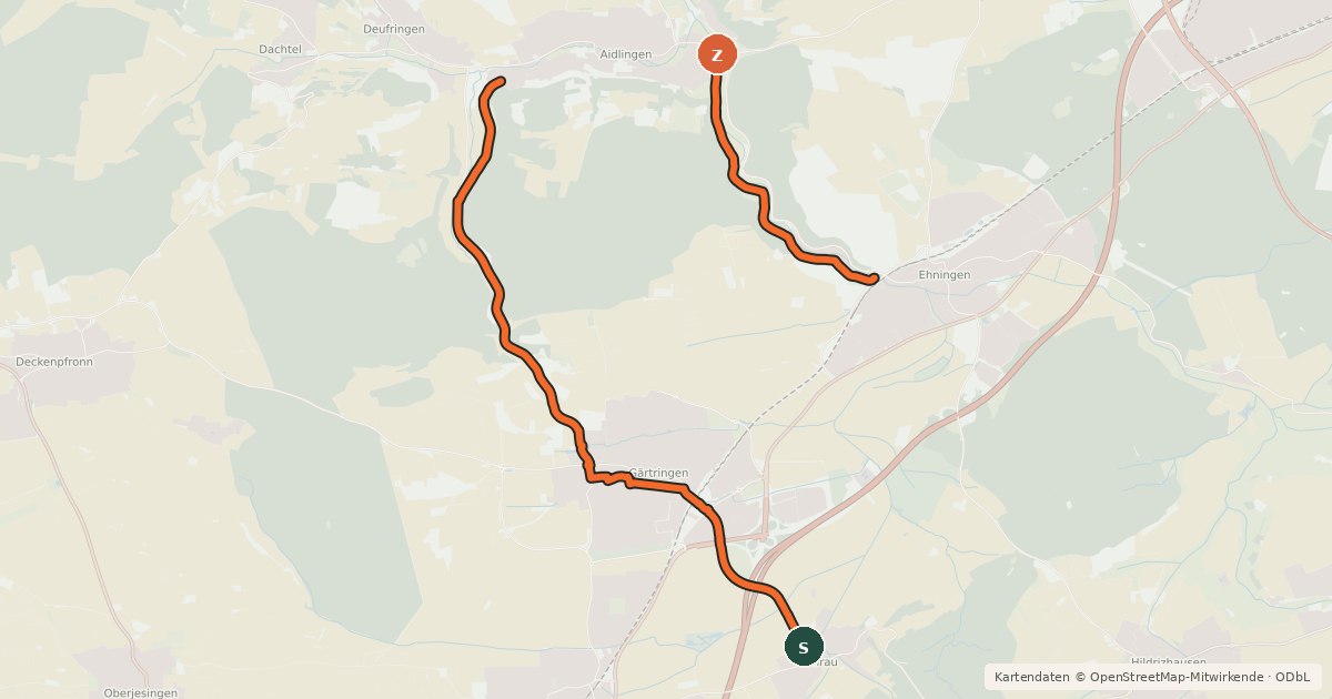 Kartenübersicht der Radroute Erlebnistour Rundtour Hellgrün