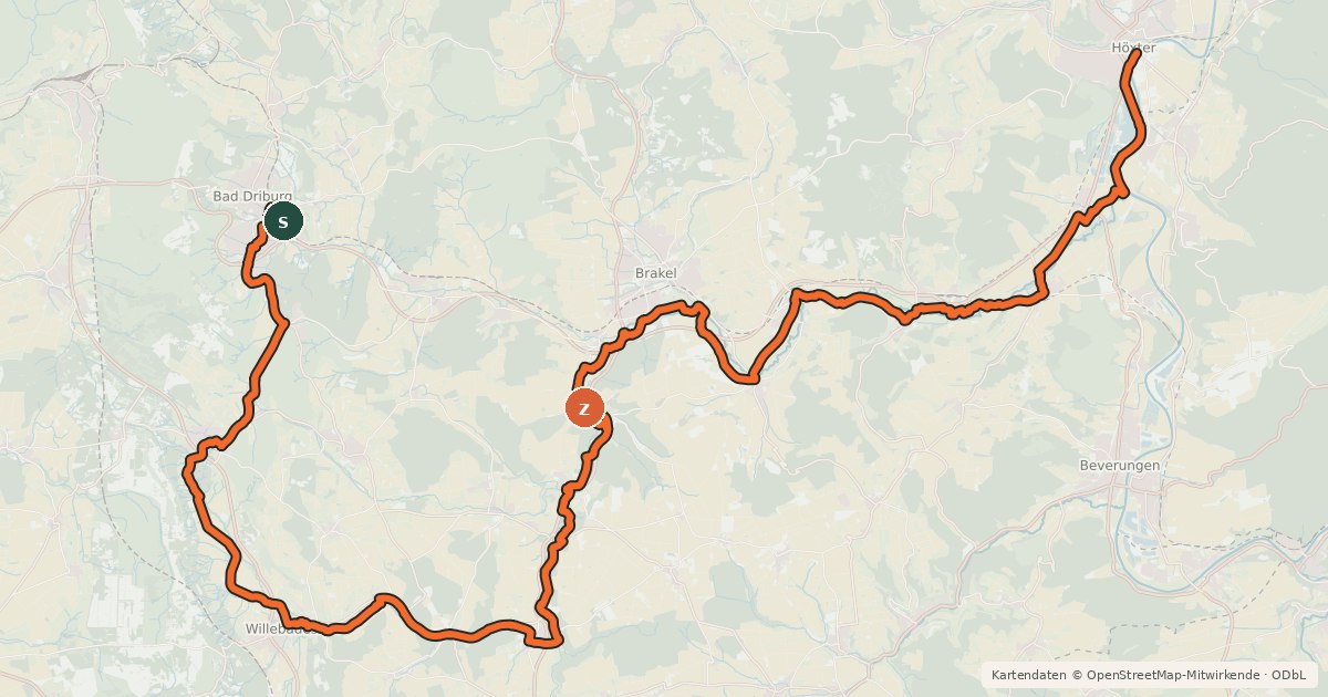 Kartenübersicht der Radroute Erlesene Natur - Netheradweg