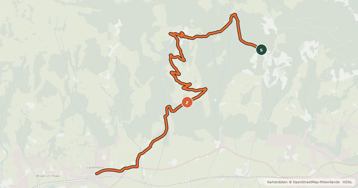 Kartenübersicht der Radroute Erweiterung Route 201 nach Brixen i.Th.