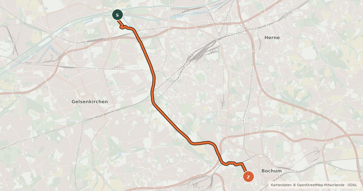 Kartenübersicht der Radroute Erzbahntrasse