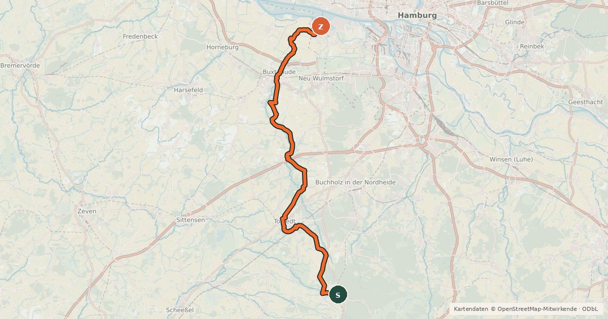 Kartenübersicht der Radroute Este-Radweg