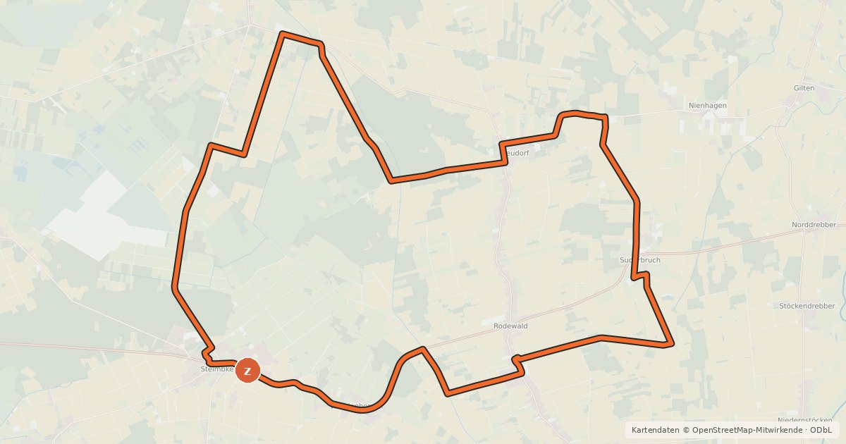 Kartenübersicht der Radroute Eulen-Tour
