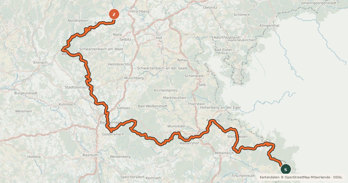 Kartenübersicht der Radroute Euregio-Egrensis-Radfernweg [DE-BY (Bayern)]