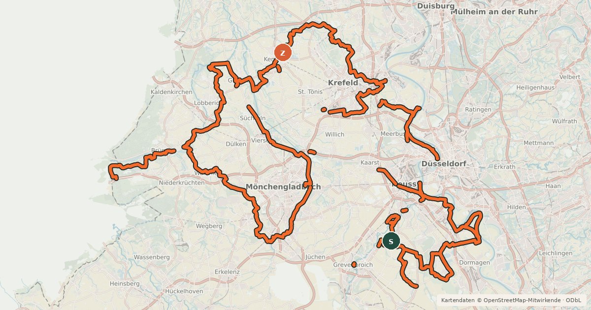 Kartenübersicht der Radroute Euroga Radwege (West)