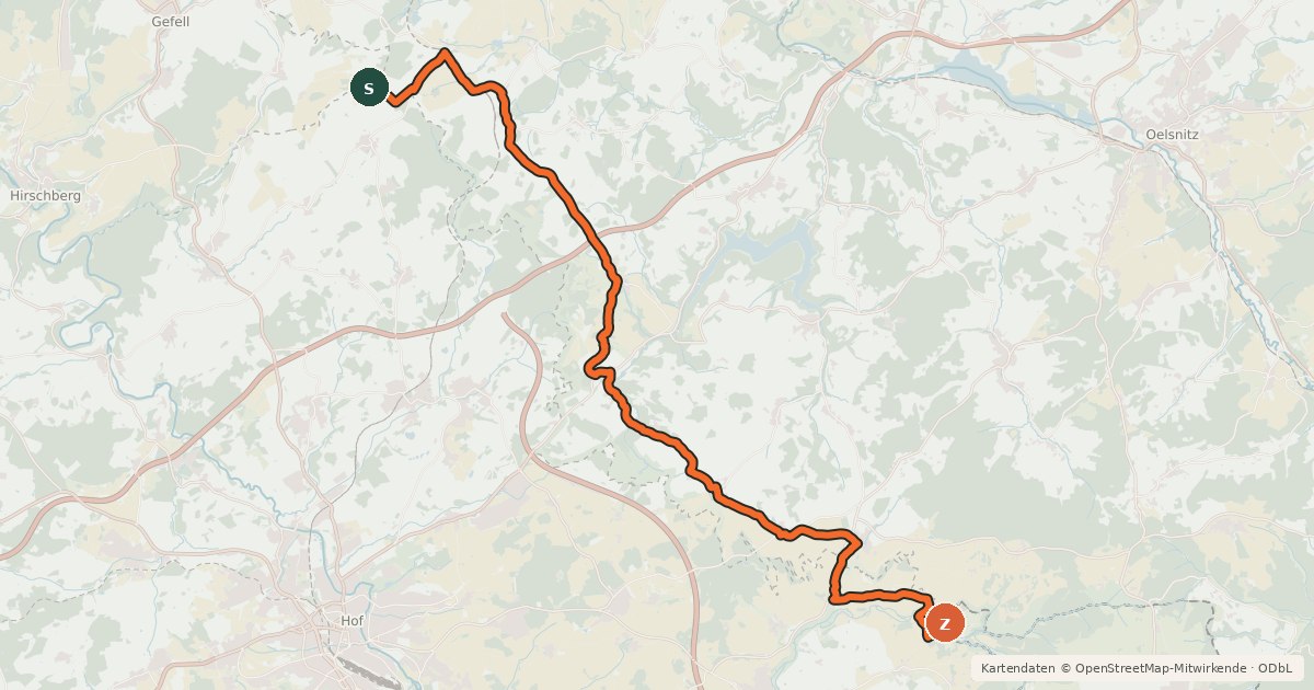 Kartenübersicht der Radroute EuroVelo 13 - Iron Curtain Trail - part 11