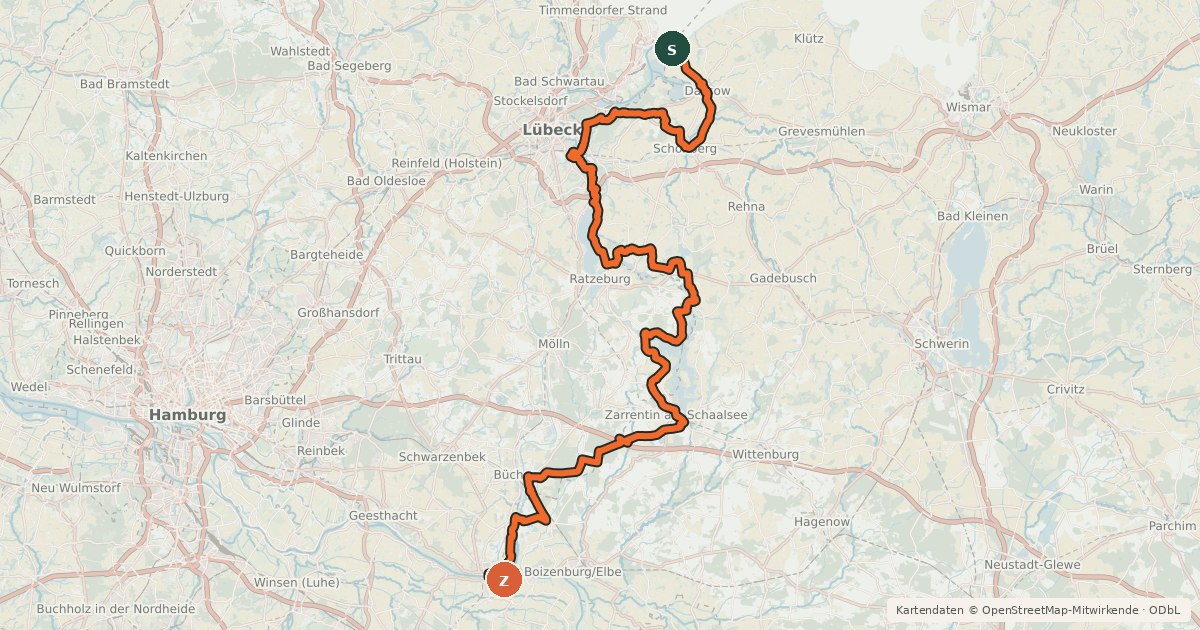 Kartenübersicht der Radroute EuroVelo 13 - Iron Curtain Trail - part 4
