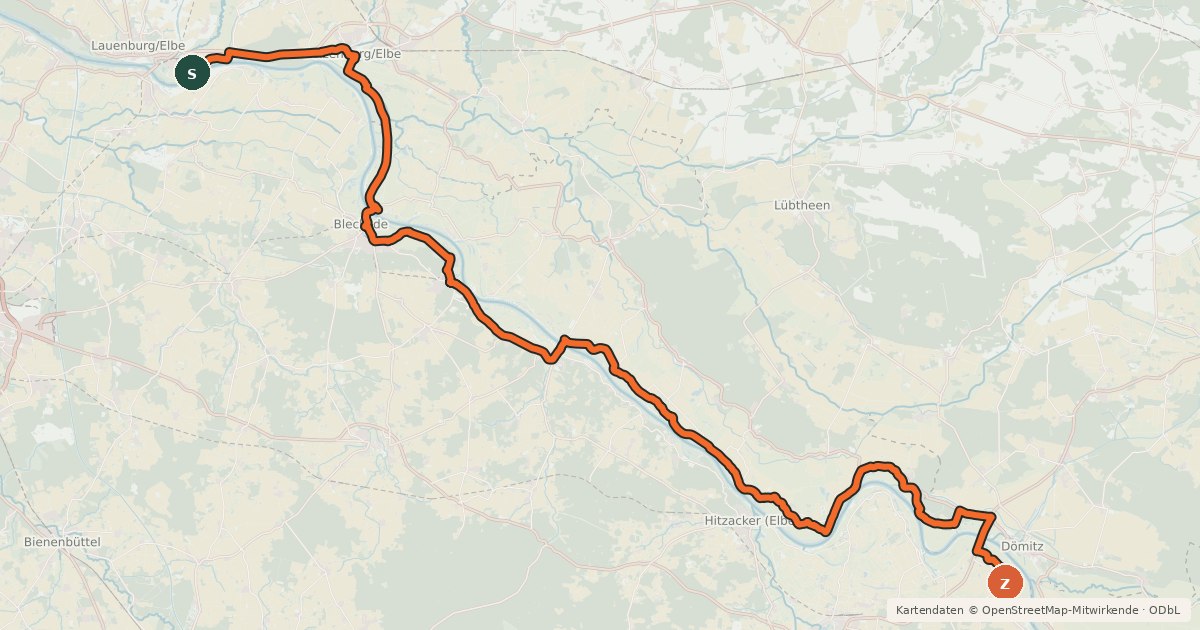 Kartenübersicht der Radroute EuroVelo 13 - Iron Curtain Trail - part 5