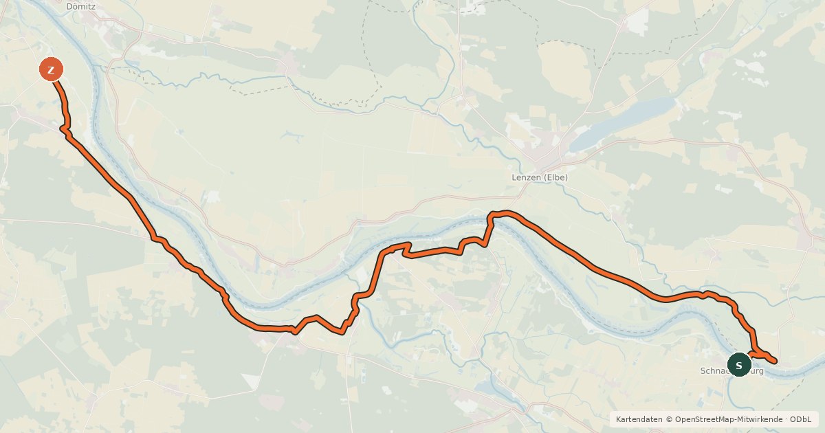 Kartenübersicht der Radroute EuroVelo 13 - Iron Curtain Trail - part 6