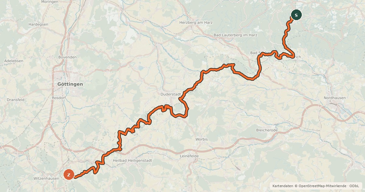 Kartenübersicht der Radroute EuroVelo 13 - Iron Curtain Trail - part 8
