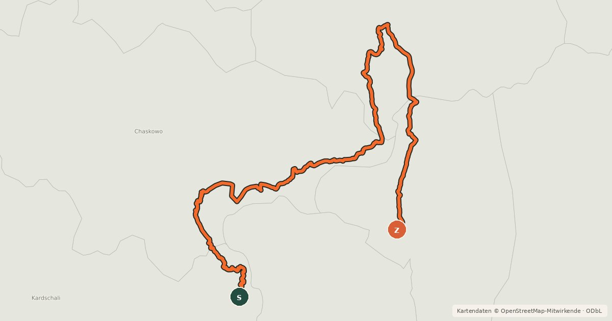 Kartenübersicht der Radroute EuroVelo 13 Svilengrad - Lesovo - Edirne