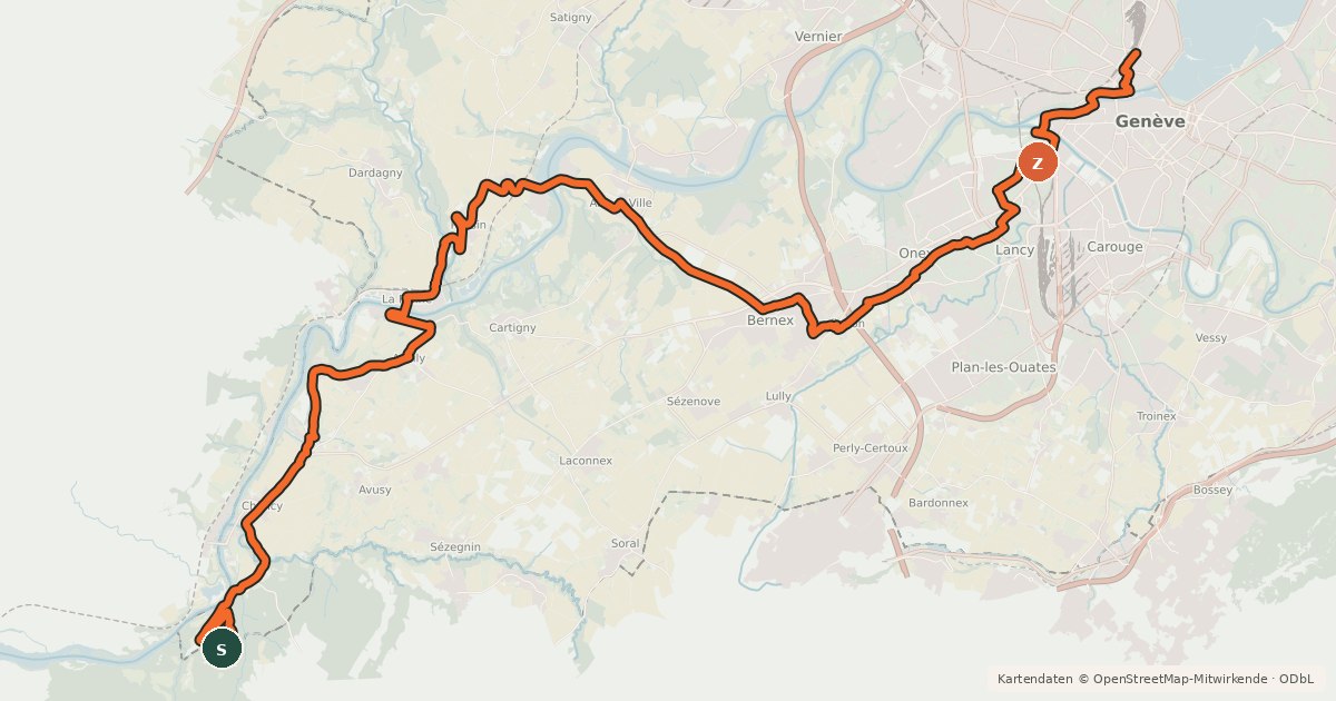 Kartenübersicht der Radroute EuroVélo 17 - 12