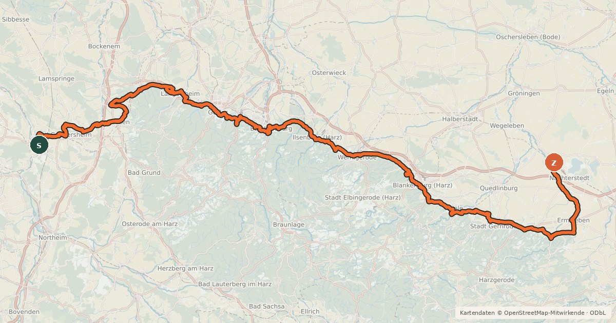 Kartenübersicht der Radroute EuroVelo 2 - Germany part 3
