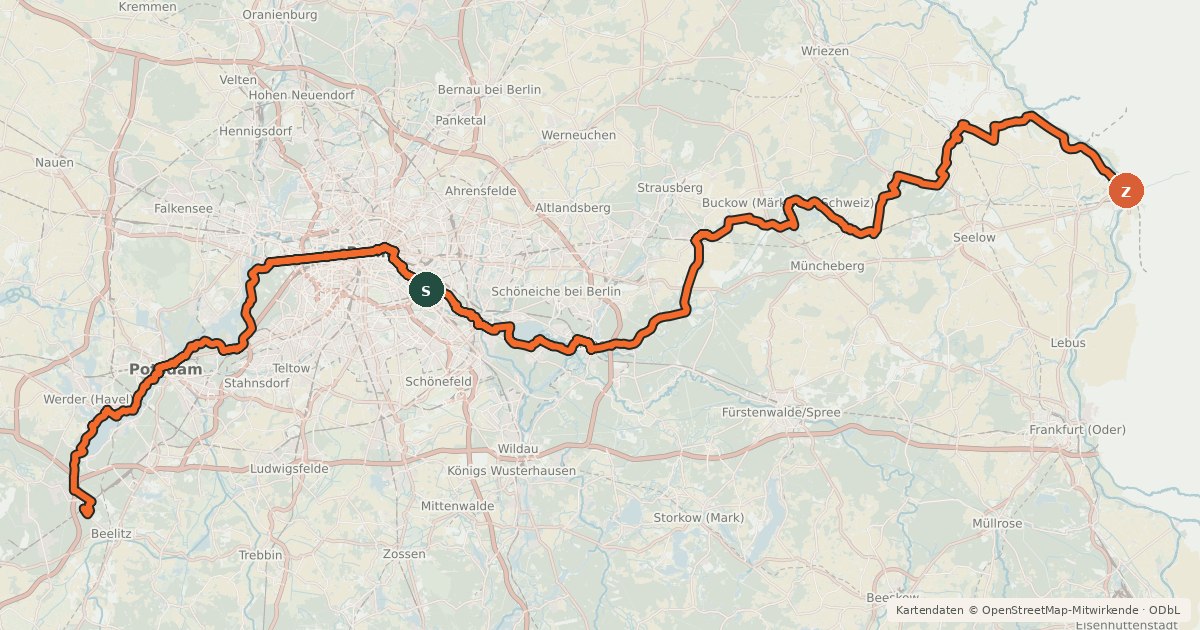 Kartenübersicht der Radroute EuroVelo 2 - Germany part 5