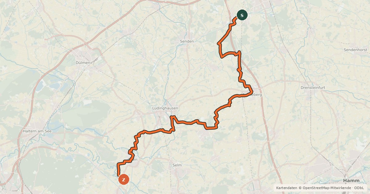 Kartenübersicht der Radroute EuroVelo 3 - Pilgrim's Route - part Germany #6 100 Schlösser Route