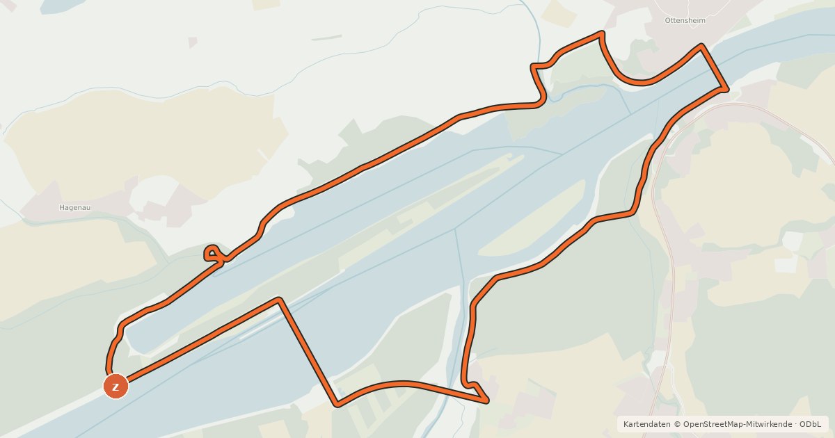 Kartenübersicht der Radroute EuroVelo 6 - part Austria - leg 2 common (Ottensheim)