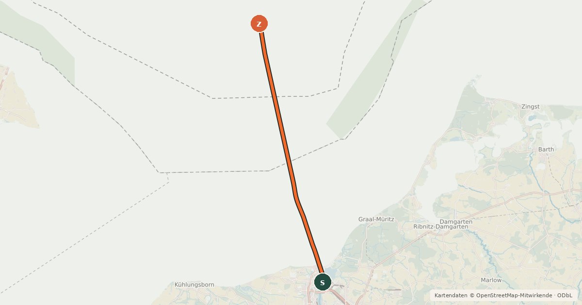 Kartenübersicht der Radroute EuroVelo 7 - Sun Route - part Denmark