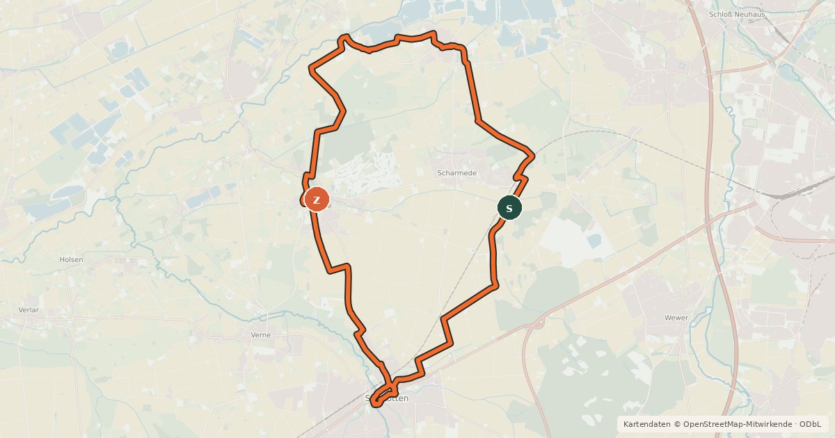 Kartenübersicht der Radroute Expo Route Wasserwerk Boker-Heide