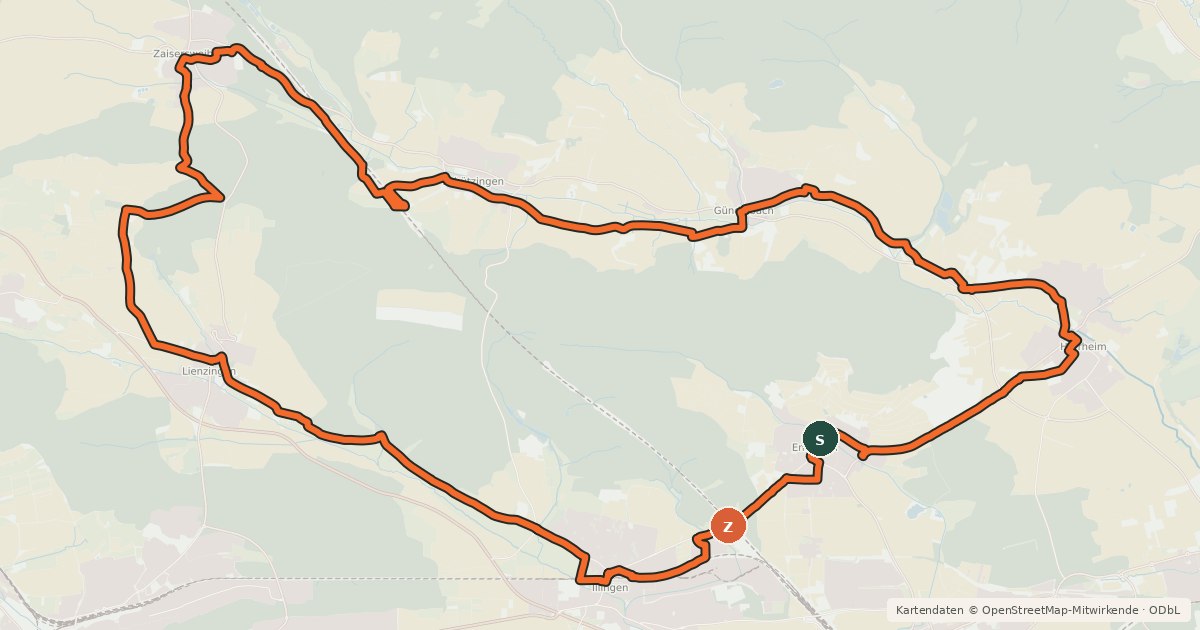 Kartenübersicht der Radroute Fachwerkdorf-Tour