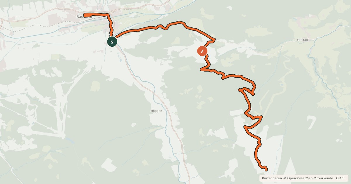 Kartenübersicht der Radroute Fageralm Tour