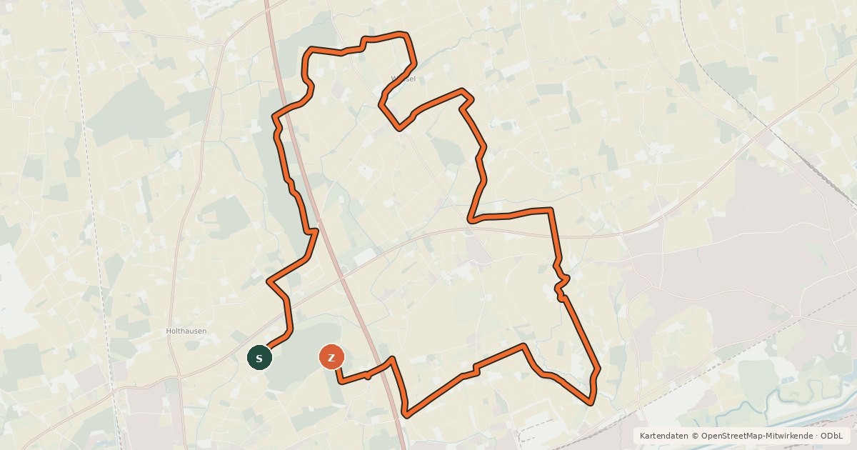 Kartenübersicht der Radroute Fahrrad-Trimmstrecke Düsbecke FD2