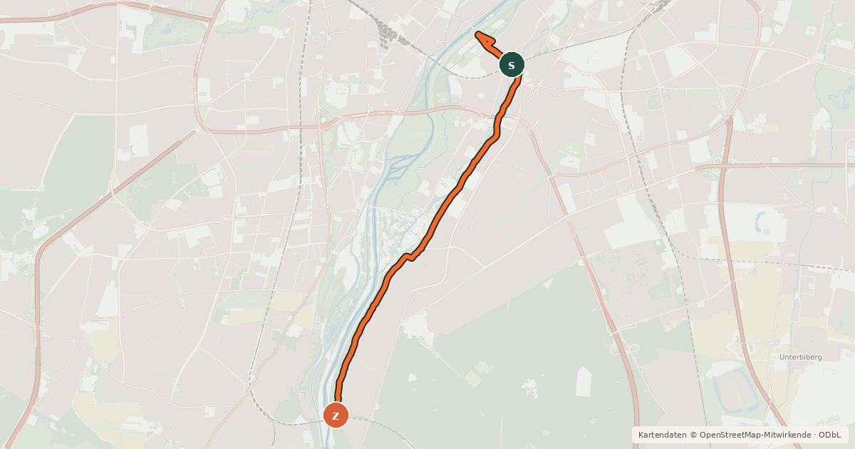 Kartenübersicht der Radroute Fahrradhauptroute Hochufer Harlaching