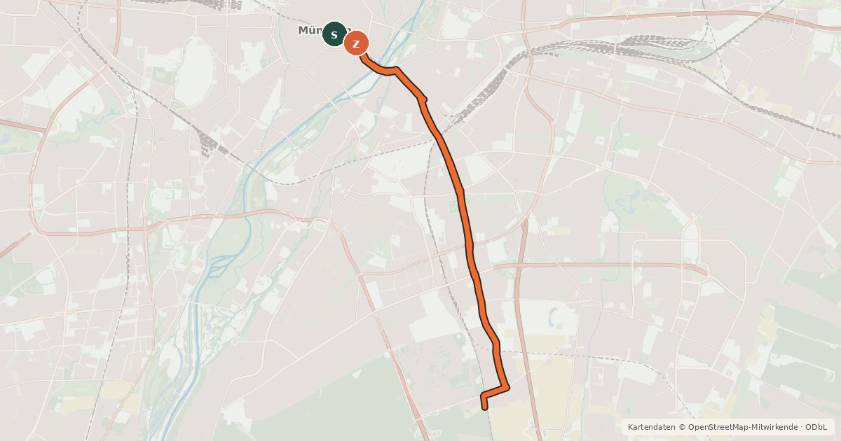 Kartenübersicht der Radroute Fahrradhauptroute Marienplatz - Fasangarten