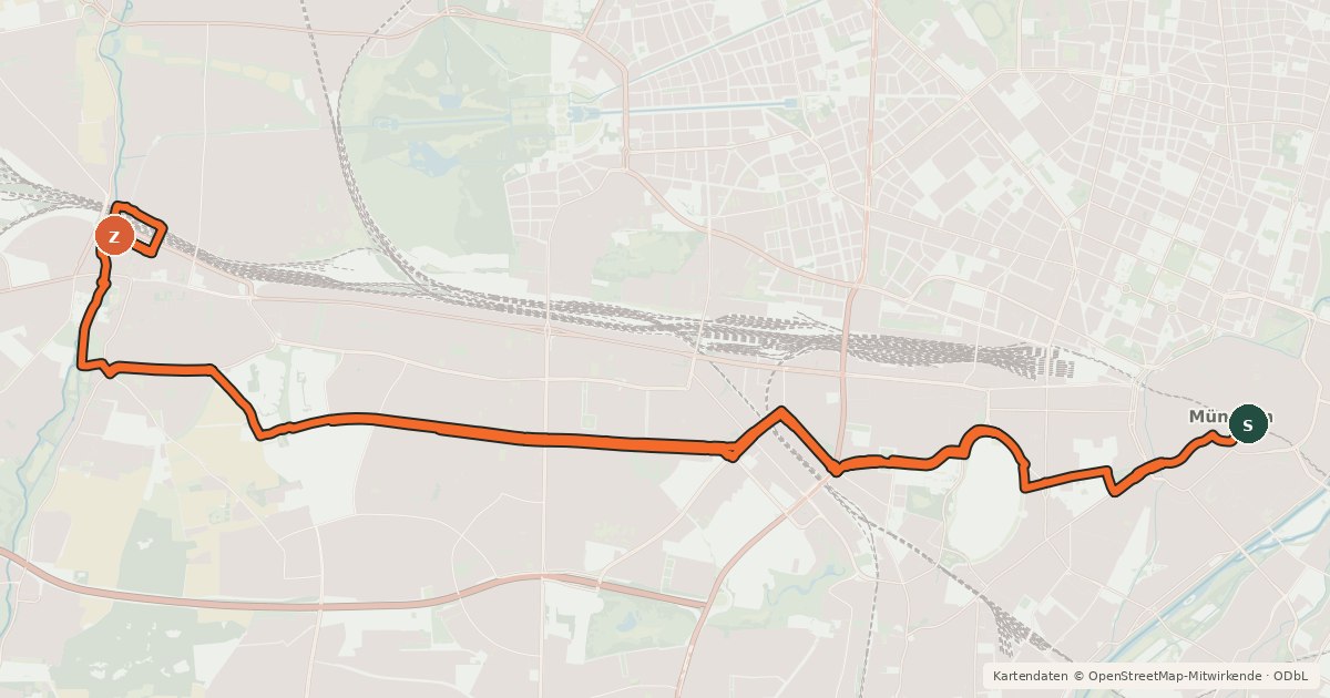 Kartenübersicht der Radroute Fahrradhauptroute Marienplatz - Pasing