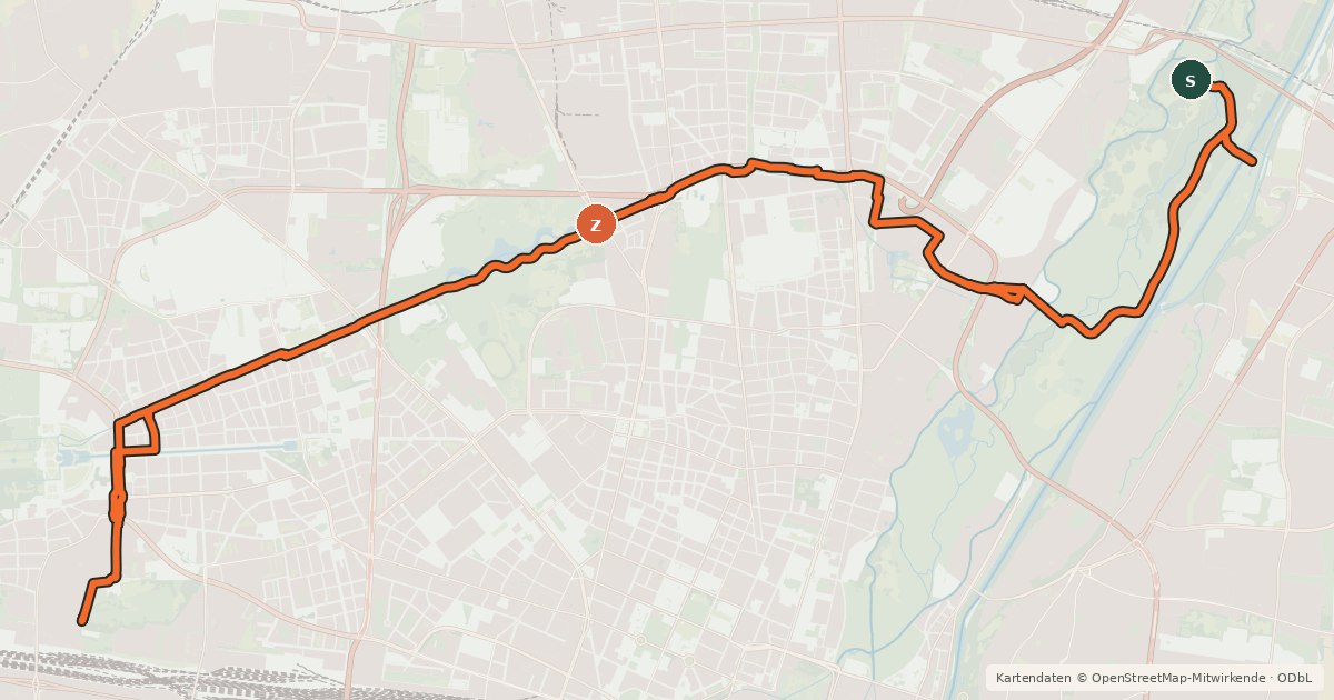 Kartenübersicht der Radroute Fahrradhauptroute Nymphenburgradweg