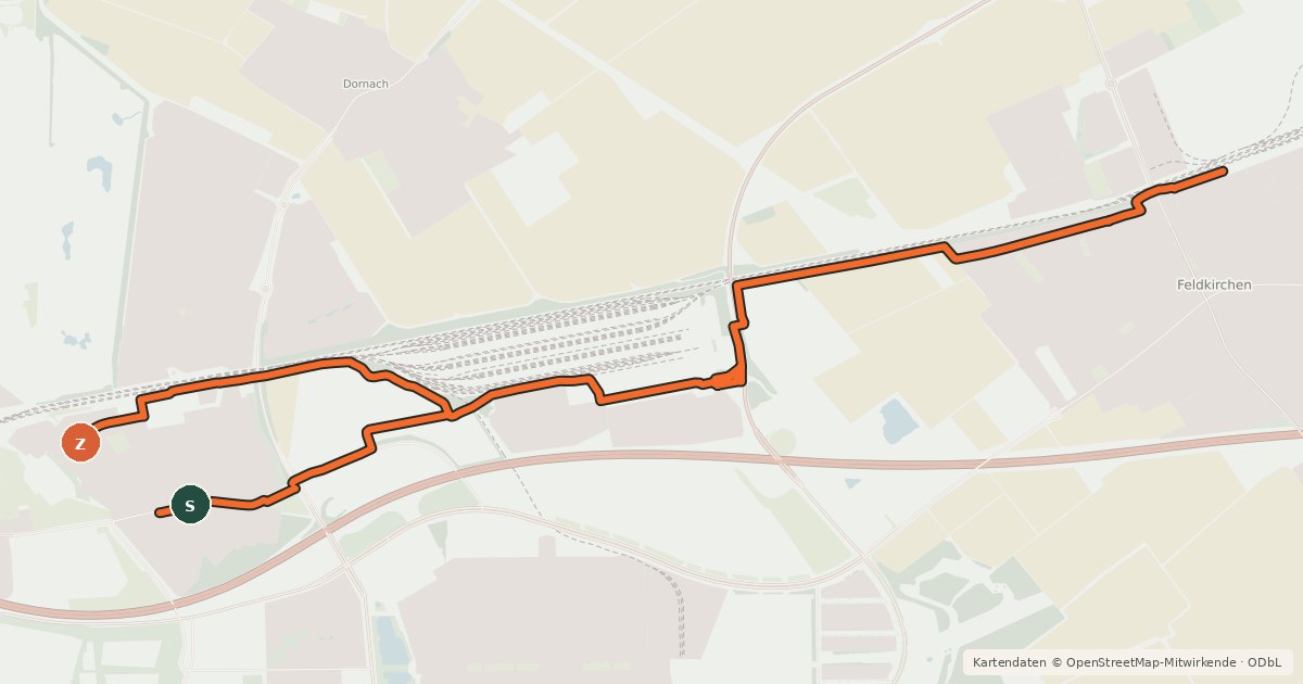 Kartenübersicht der Radroute Fahrradhauptroute Riem - Feldkirchen